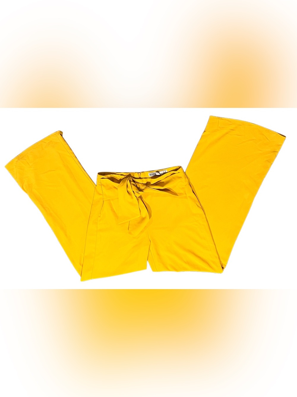 Gypsies&Moondust Size S Yellowish Gold Tie-Waist Wide Leg Pants